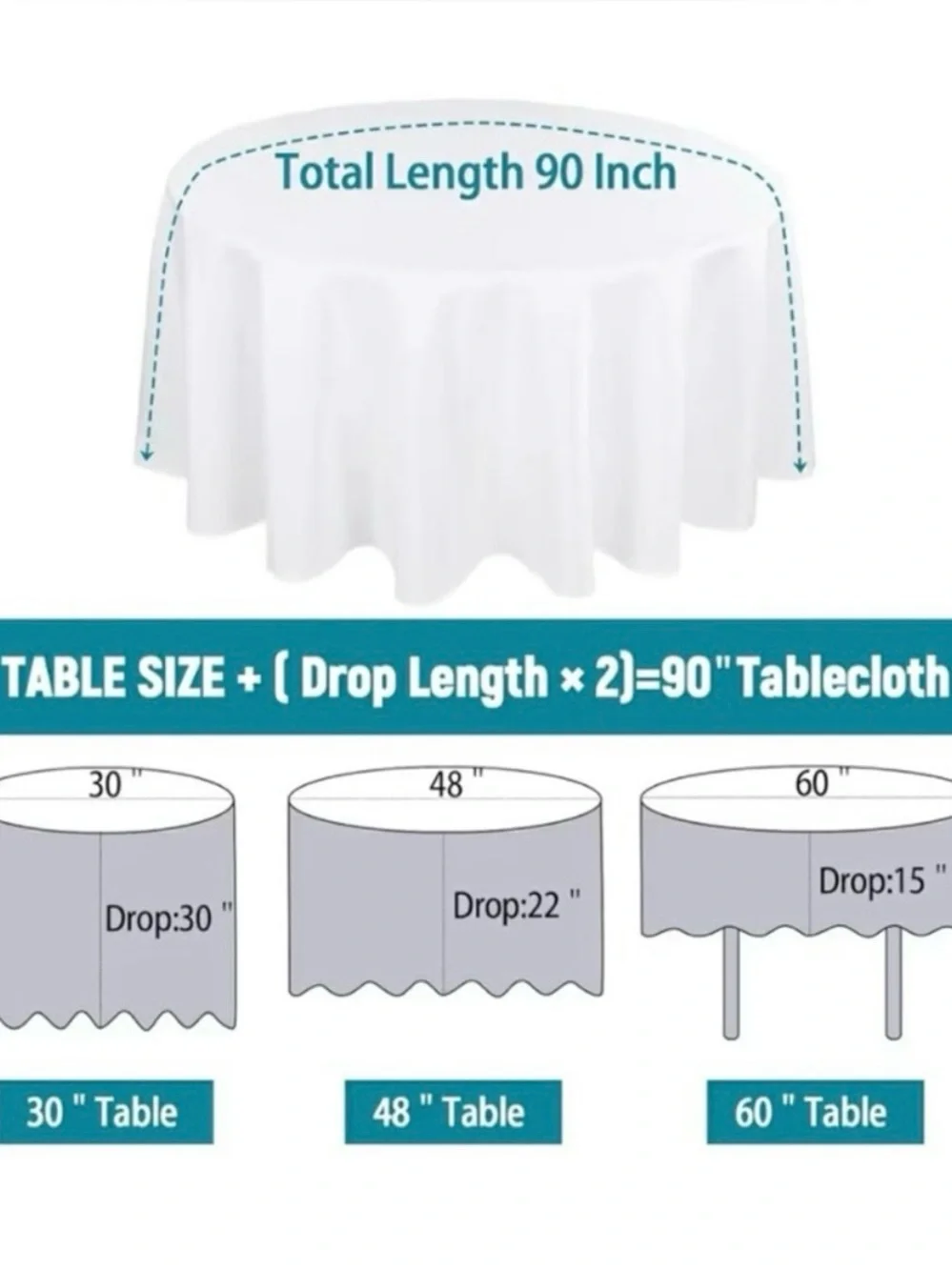 White Round Polyester Tablecloth - Classic White